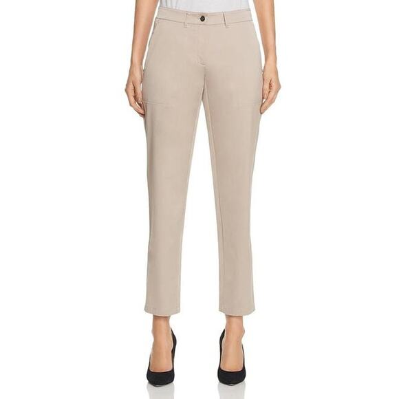 Lafayette 148 New York Fulton Straight Leg Satin Pants 22 High Rise Beige NWT
